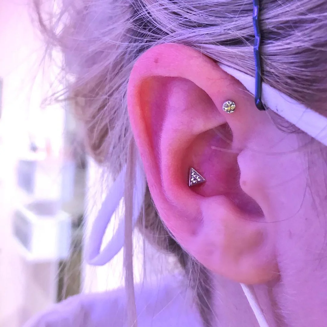 3 Swarovski Triangle in 14k Gold by Junipurr - Image 9
