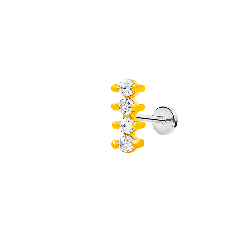 4 Gem Swarovski Line in 14k Gold by Junipurr - Image 4