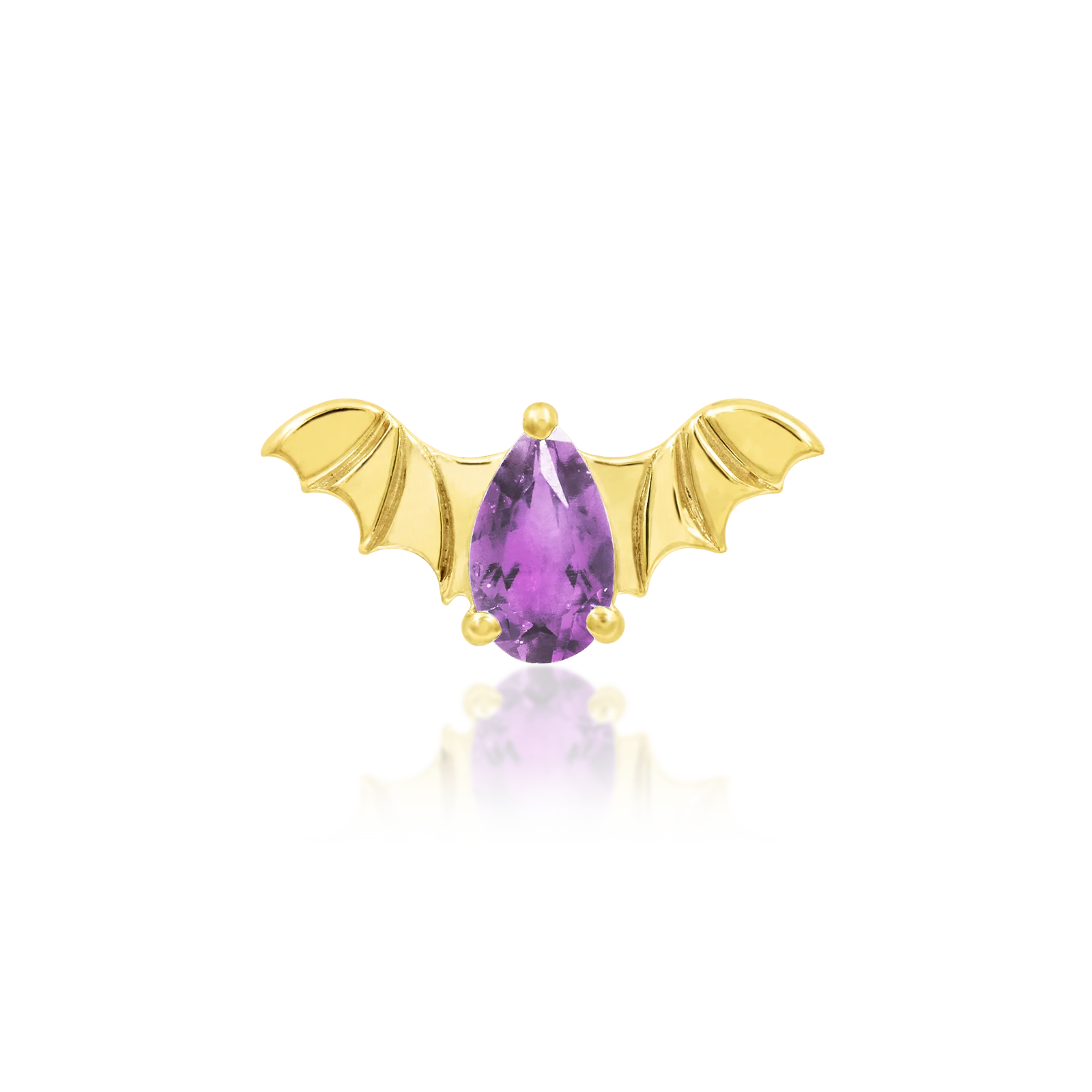 Bat with Amethyst CZ in 14k gold by Junipurr