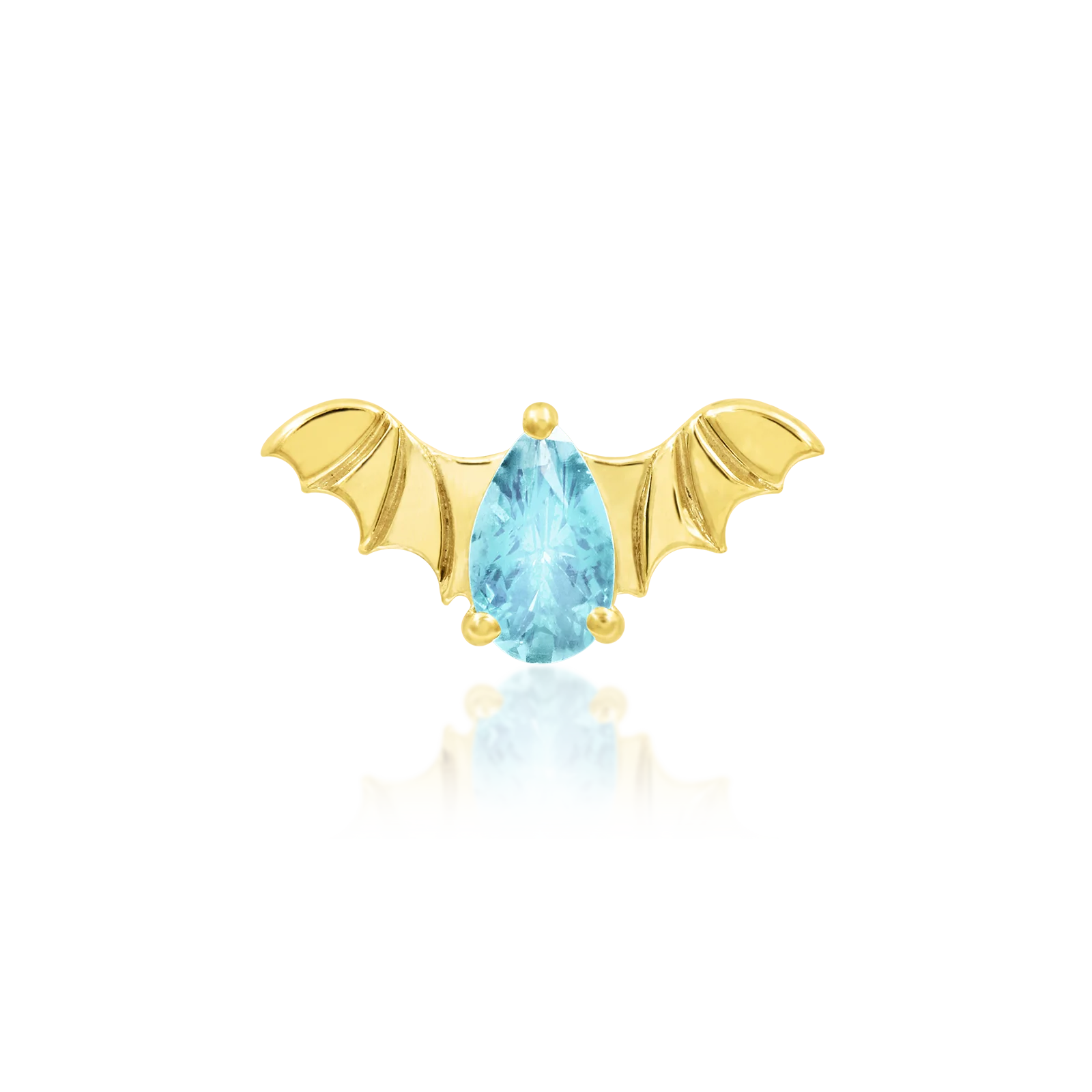 Bat with Aquamarine CZ in 14k gold by Junipur