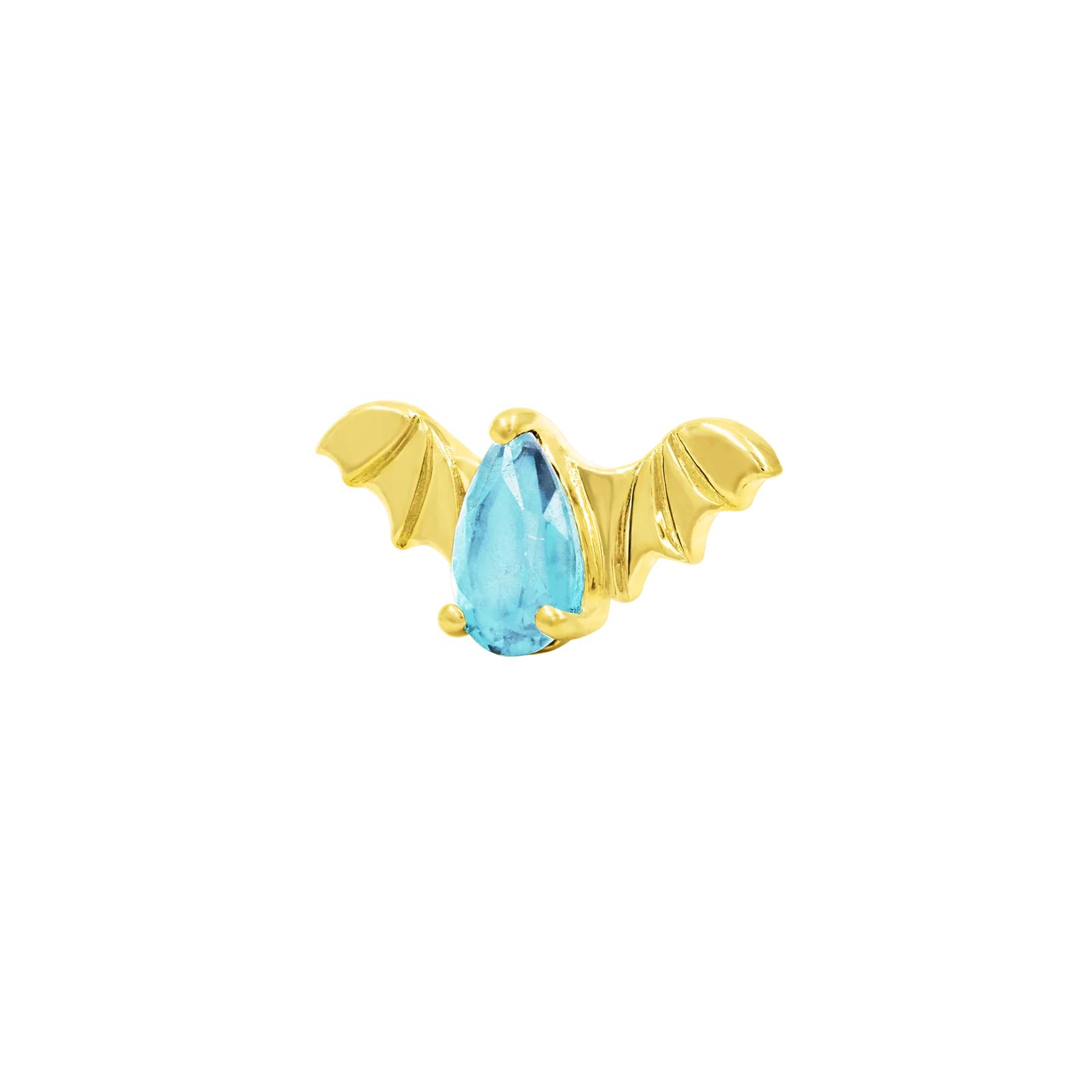Bat with Aquamarine CZ in 14k gold by Junipur - Image 2