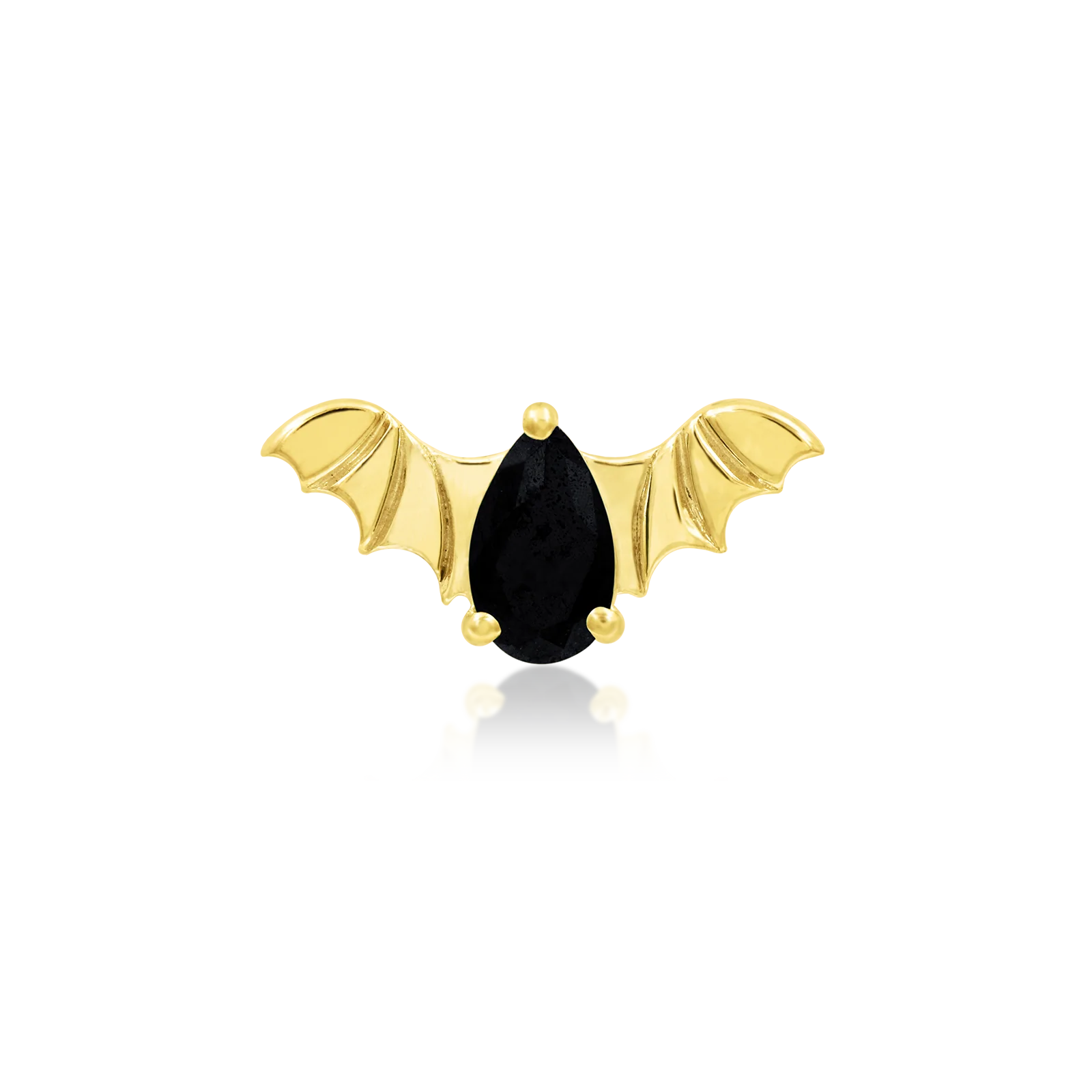 Bat with Black CZ in 14k Gold by Junipurr