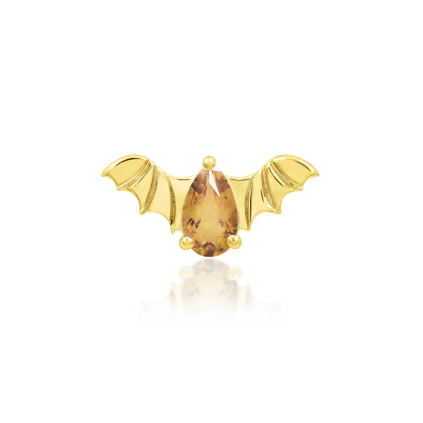 Bat with Champagne CZ in 14k gold by Junipurr