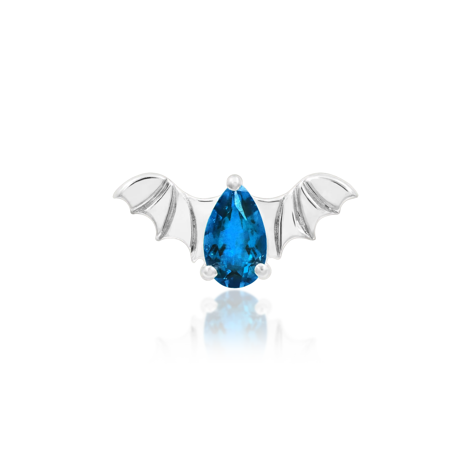 Bat with Light Sapphire Blue CZ in 14k gold by Junipurr - Image 4