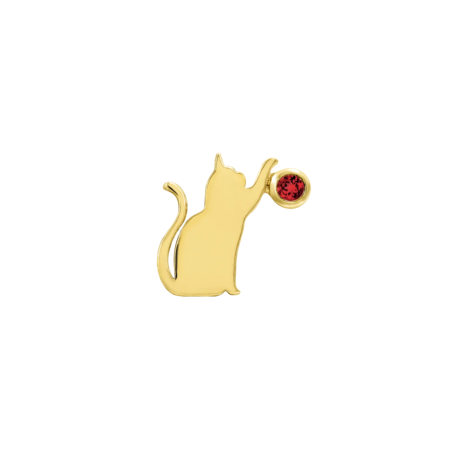 Cat/Laser with Garnet CZ in 14k gold by Junipurr