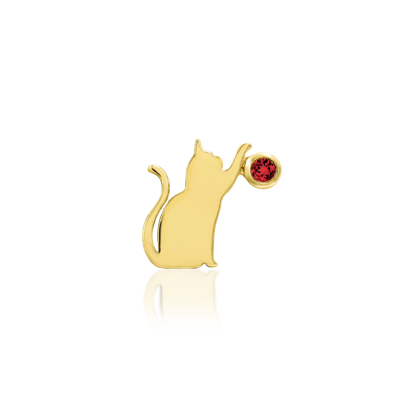 Cat/Laser with Garnet CZ in 14k gold by Junipurr - Image 2
