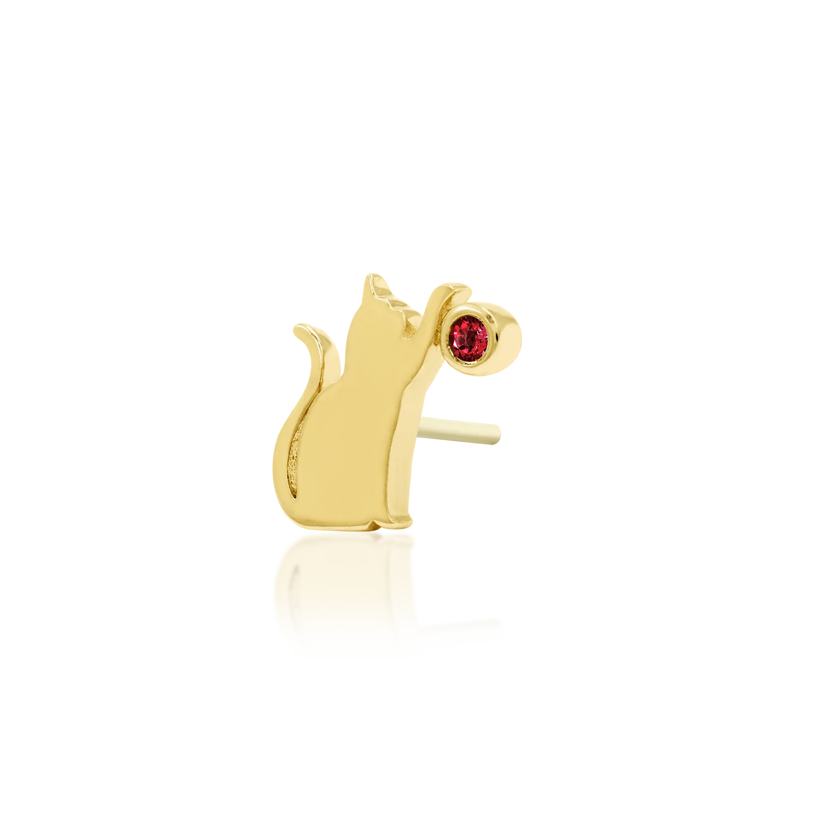 Cat/Laser with Garnet CZ in 14k gold by Junipurr - Image 4