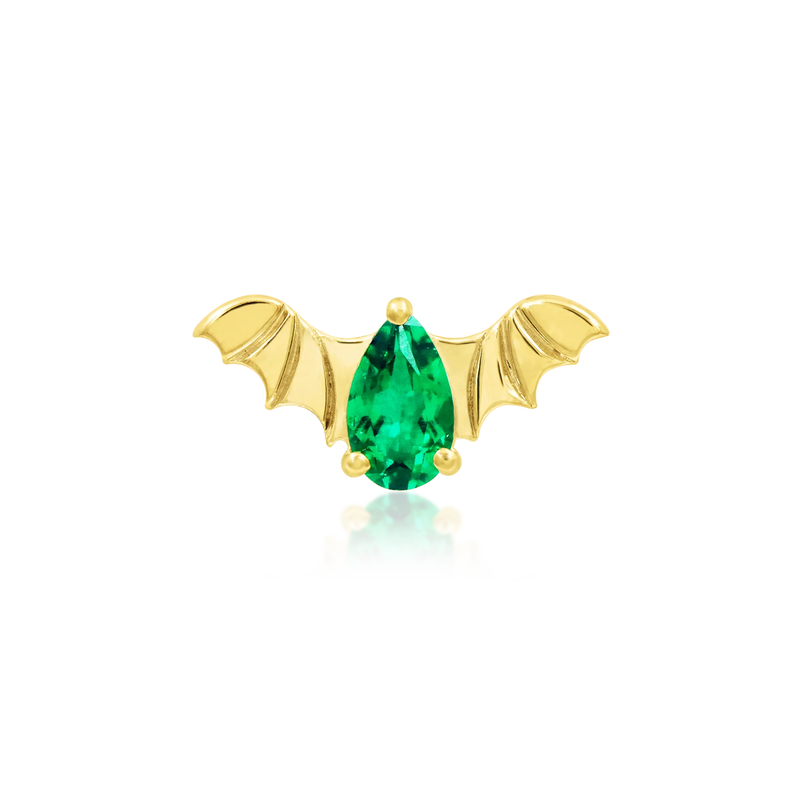 Bat with Emerald CZ in 14k Gold by Junipurr