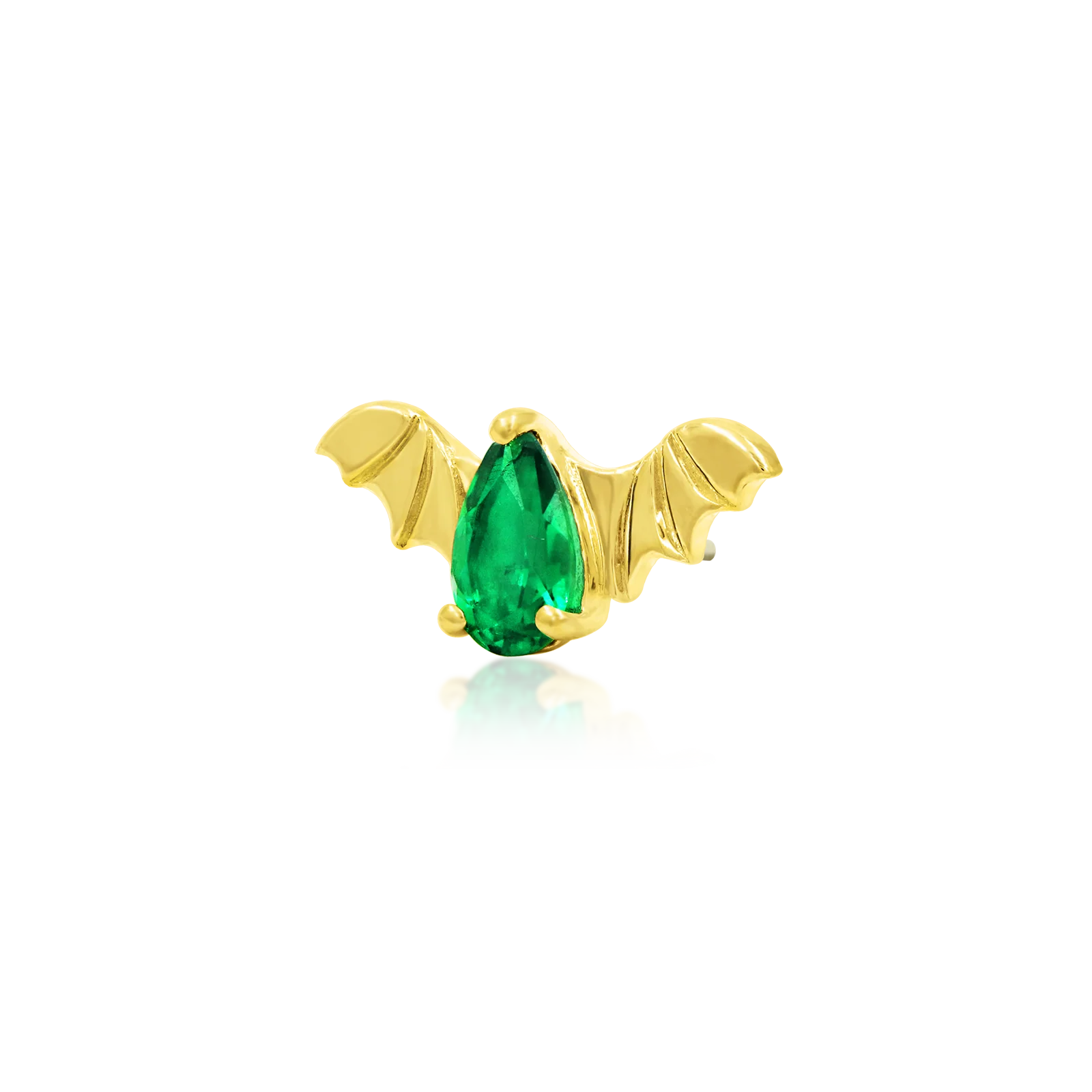 Bat with Emerald CZ in 14k Gold by Junipurr - Image 2