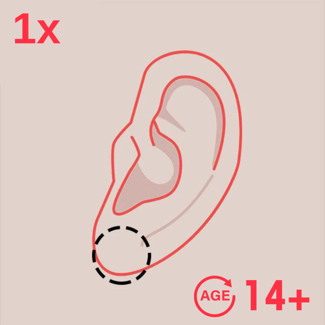 1 Ear Lobe Piercing 14y+ in Mississauga + Excluding Jewelry