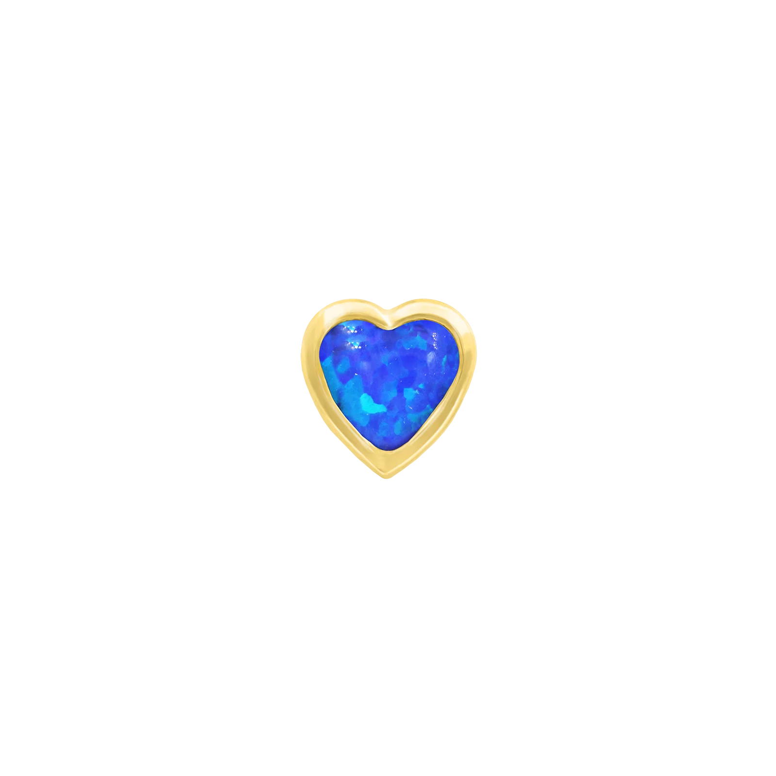 Blue Opal Heart Bezel in 14k Yellow Gold by Junipurr