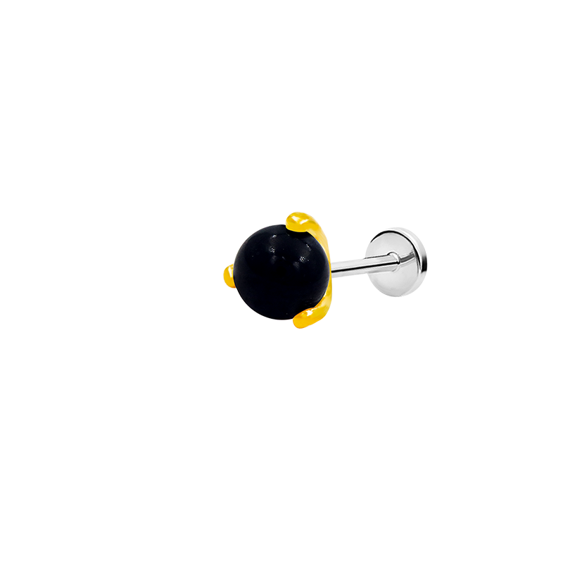 Prong-Set Ball with Black Onyx in 14k Gold by Junipurr - Image 4