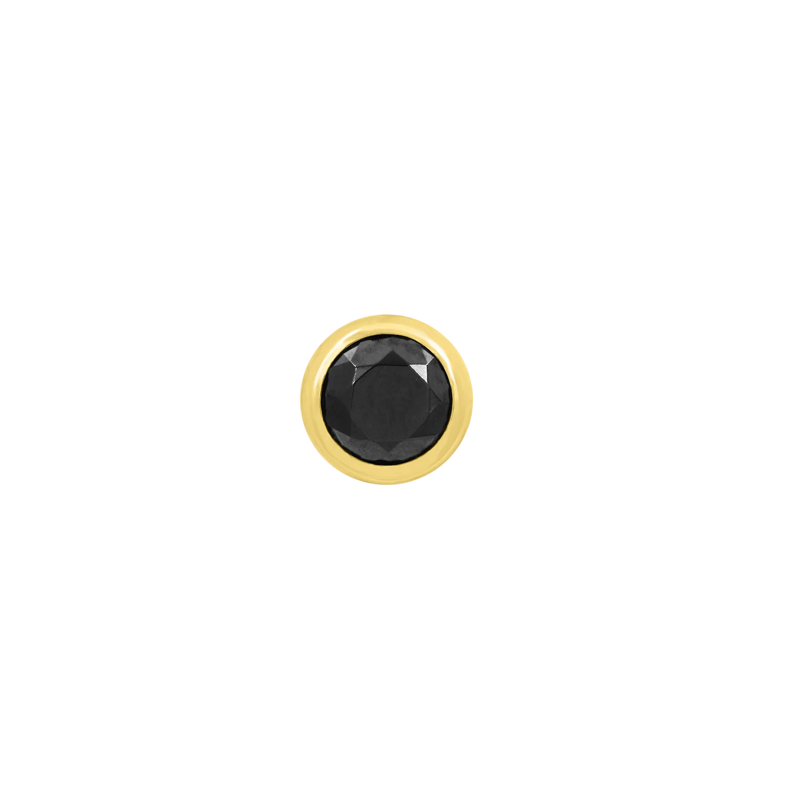 Round Bezel Black CZ in 14k Yellow Gold by Junipurr