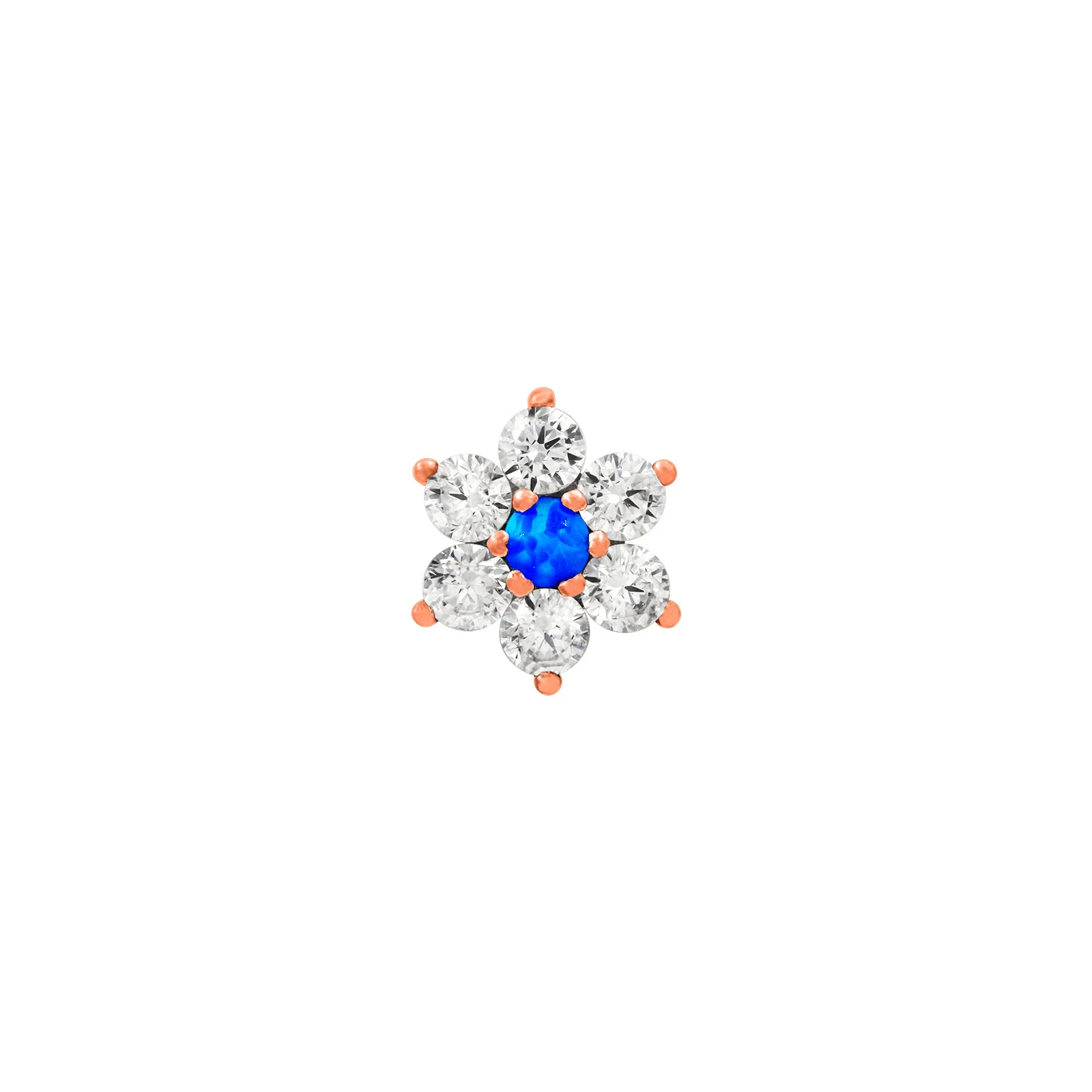 Swarovski and Blue Opal Flower in 14k Gold by Junipurr - Image 3