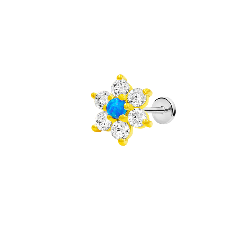 Swarovski and Blue Opal Flower in 14k Gold by Junipurr - Image 5