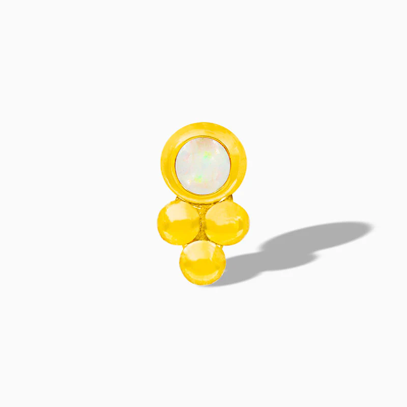 White Opal Tri-Bead in 14k Gold by Junipurr